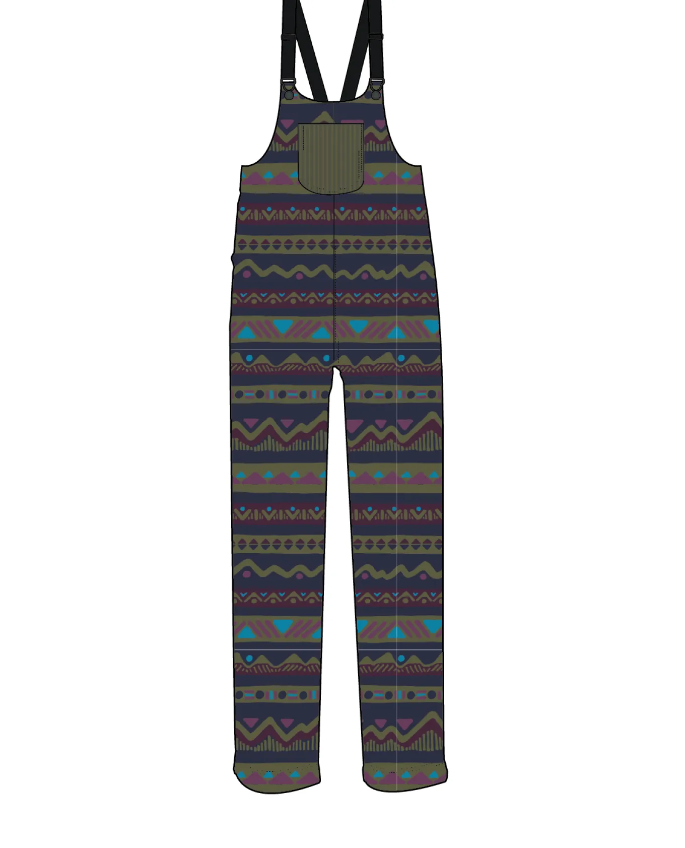 Ace Recycelte Polar-Fleece-Latzhose - Berg Geo Multi