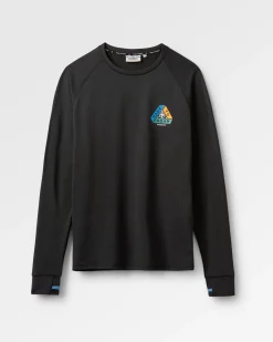 Alpine Recyceltes Base Layer Langarm-T-Shirt - Schwarz