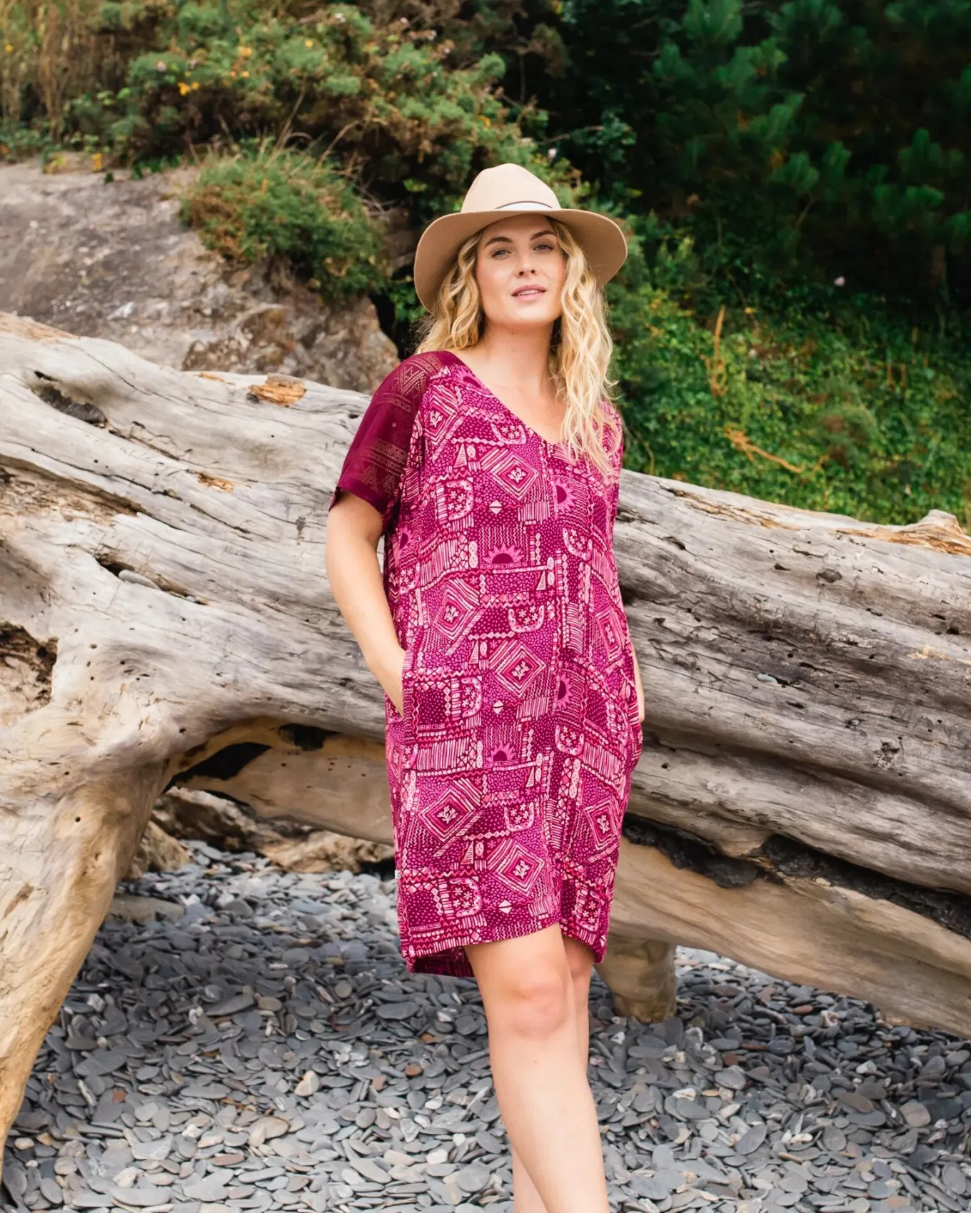 Ambrose Oversized Kleid - Vintage Patchwork Wein