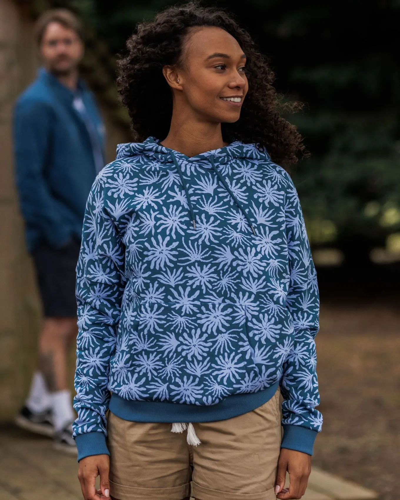 Arame Bio-Baumwoll Hoodie - Seegras/Stahlblau