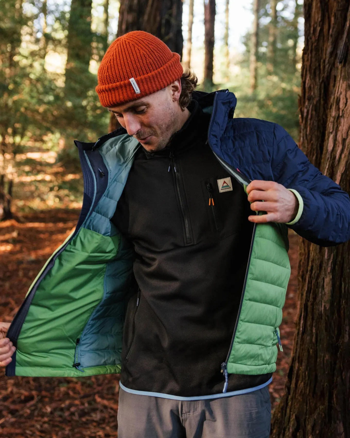Ashland Down Recycelte Jacke - Dunkles Marineblau/Birnengrün