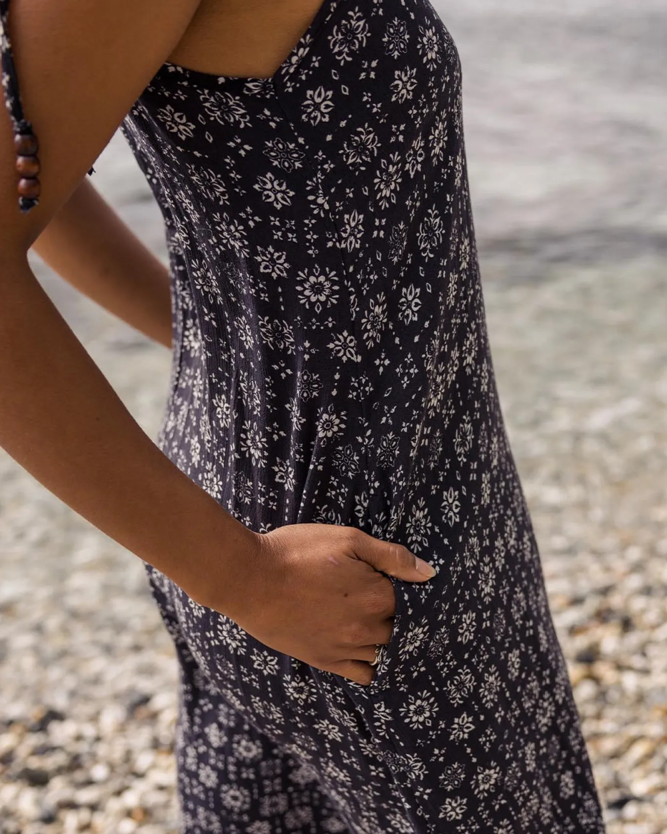 Breeze Maxikleid - Einfache Fliese Verblasst Schwarz