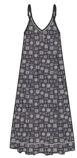 Breeze Maxikleid - Einfache Fliese Verblasst Schwarz