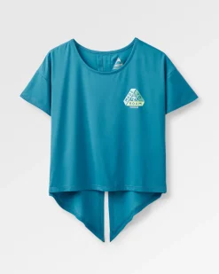 Chakra Tie Back Aktiv Recyceltes T-Shirt - Blauer Stahl