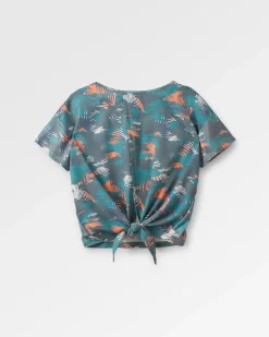 Chakra Tie Back Aktiv Recyceltes T-Shirt - Palm Camo Tiefsee