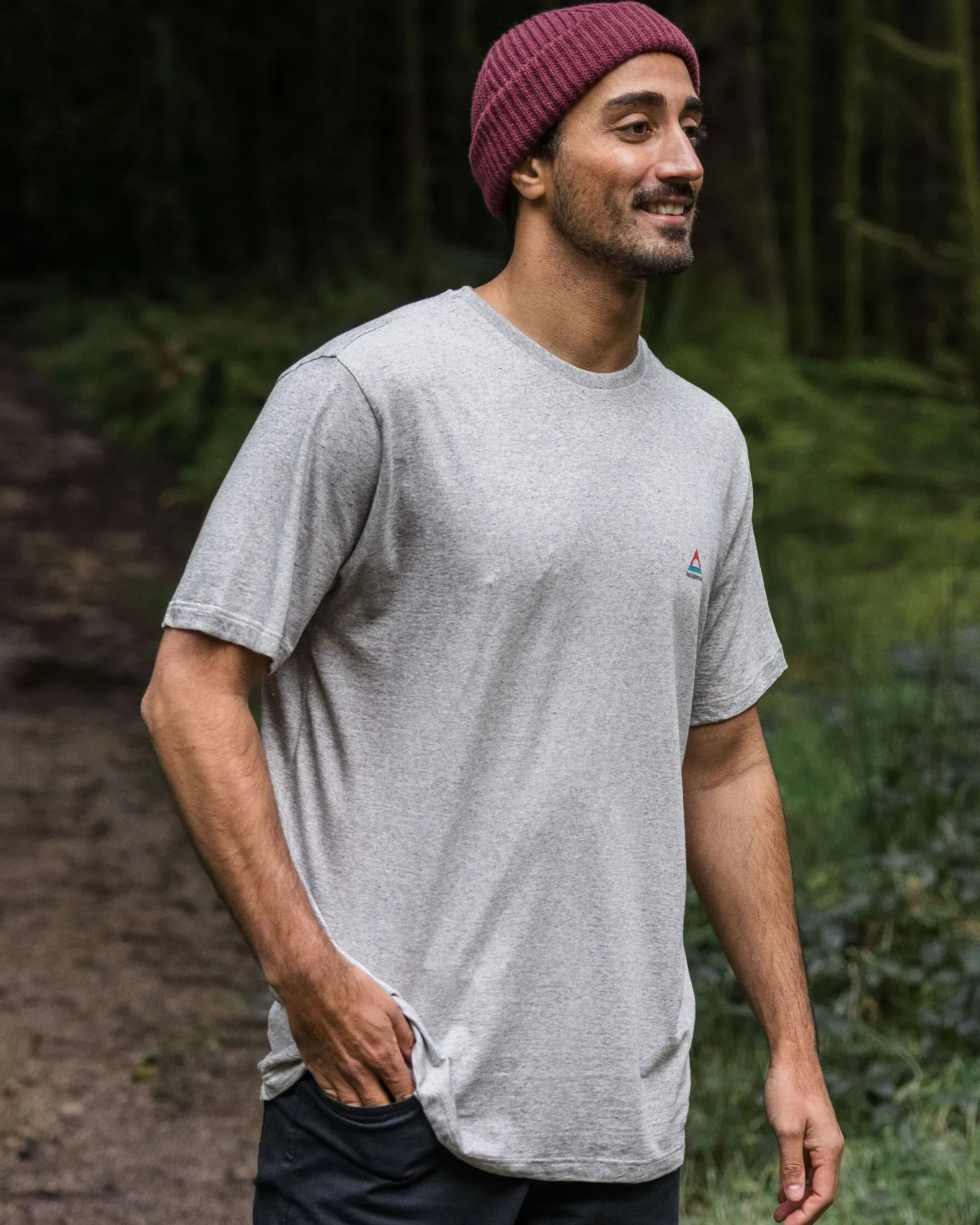 Classic Logo Recyceltes Baumwoll-T-Shirt - Mittelgrau Meliert