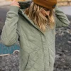 Clementine Recycelter Gesteppter Kapuzenpullover knöpfbar - Pistazie