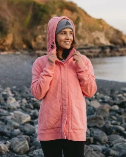 Clementine Recycelter Gesteppter Kapuzenpullover knöpfbar - Muschelrosa