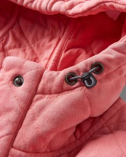 Clementine Recycelter Gesteppter Kapuzenpullover knöpfbar - Muschelrosa