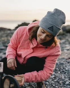 Clementine Recycelter Gesteppter Kapuzenpullover knöpfbar - Muschelrosa