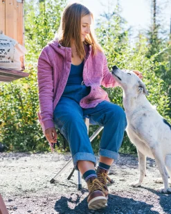 Clementine Recycelter Gesteppter Kapuzenpullover knöpfbar - Mauvefarbener Dunst