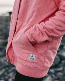 Clementine Recycelter Gesteppter Kapuzenpullover knöpfbar - Muschelrosa
