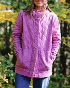 Clementine Recycelter Gesteppter Kapuzenpullover knöpfbar - Mauvefarbener Dunst