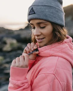 Clementine Recycelter Gesteppter Kapuzenpullover knöpfbar - Muschelrosa