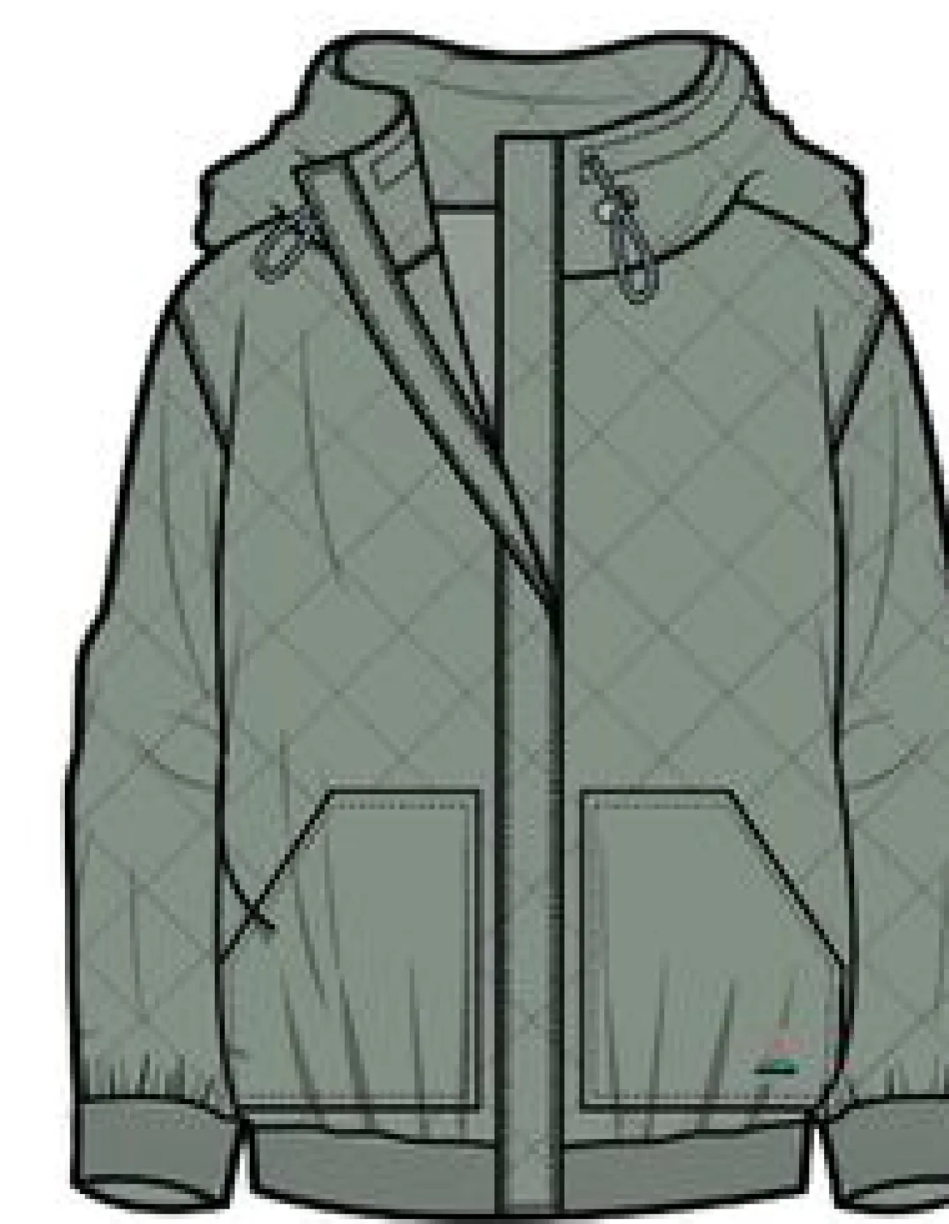 Clementine Recycelter Gesteppter Kapuzenpullover knöpfbar - Pistazie