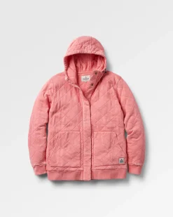 Clementine Recycelter Gesteppter Kapuzenpullover knöpfbar - Muschelrosa