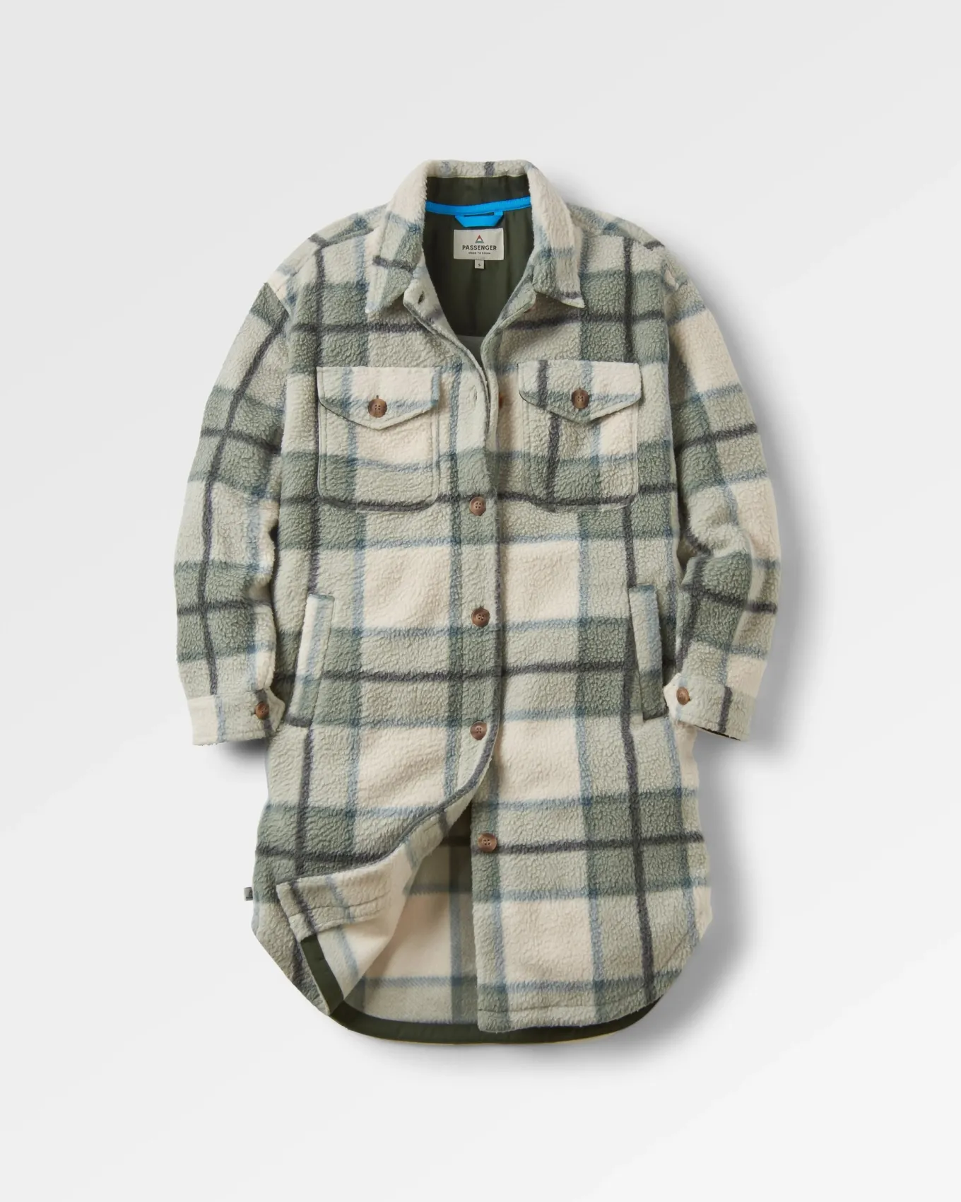 Cloudy 2.0 Recyceltes Sherpa-Fleece-Hemd - Pistazien-Check