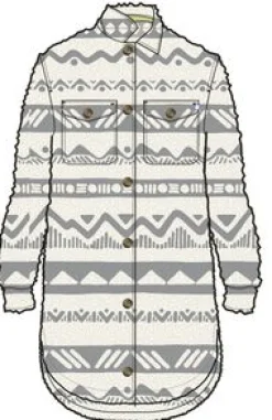 Cloudy 2.0 Recyceltes Sherpa-Fleece-Hemd - Berg Geo Vintage Weiß