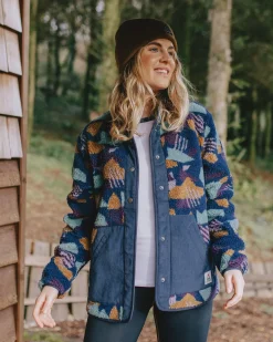 Clover 2.0 recyceltes Sherpa-Fleece - Tiefblaues Tarnmuster