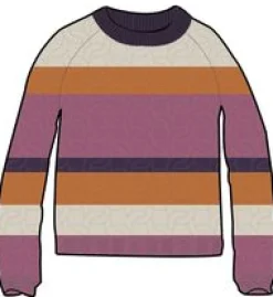 Comfort Stripe Bio-Gestrickter Pullover - Rhabarber Multi Streifen