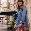 Coral Organic Langarmshirt - Gewaschener Denim