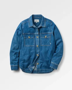 Coral Organic Langarmshirt - Gewaschener Denim
