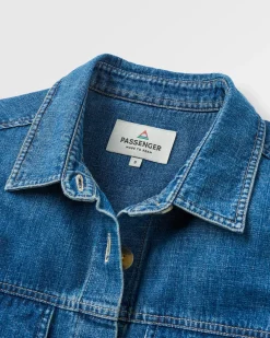 Coral Organic Langarmshirt - Gewaschener Denim