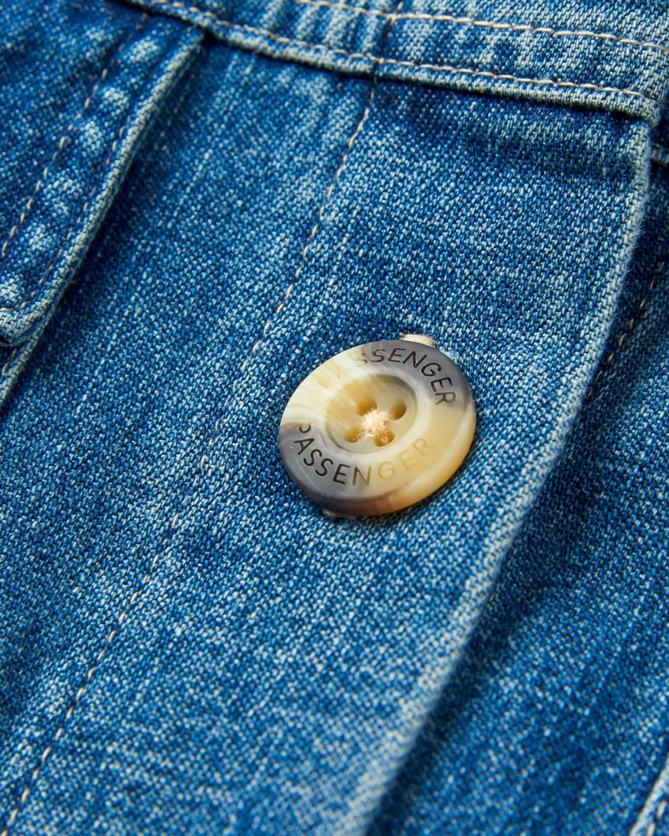 Coral Organic Langarmshirt - Gewaschener Denim