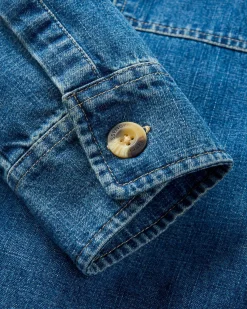 Coral Organic Langarmshirt - Gewaschener Denim