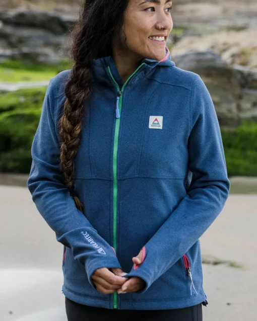 Crest Polartec® Fleece-Kapuzenpullover - Dunkel Meliertes Denim