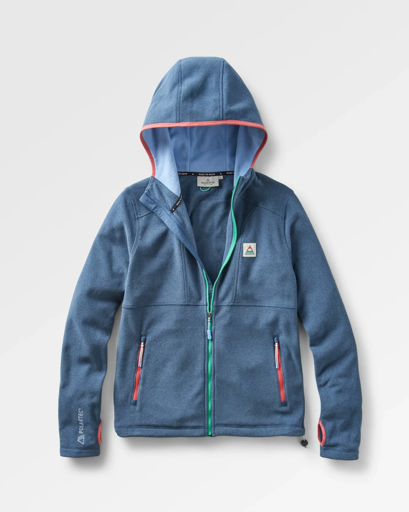 Crest Polartec® Fleece-Kapuzenpullover - Dunkel Meliertes Denim