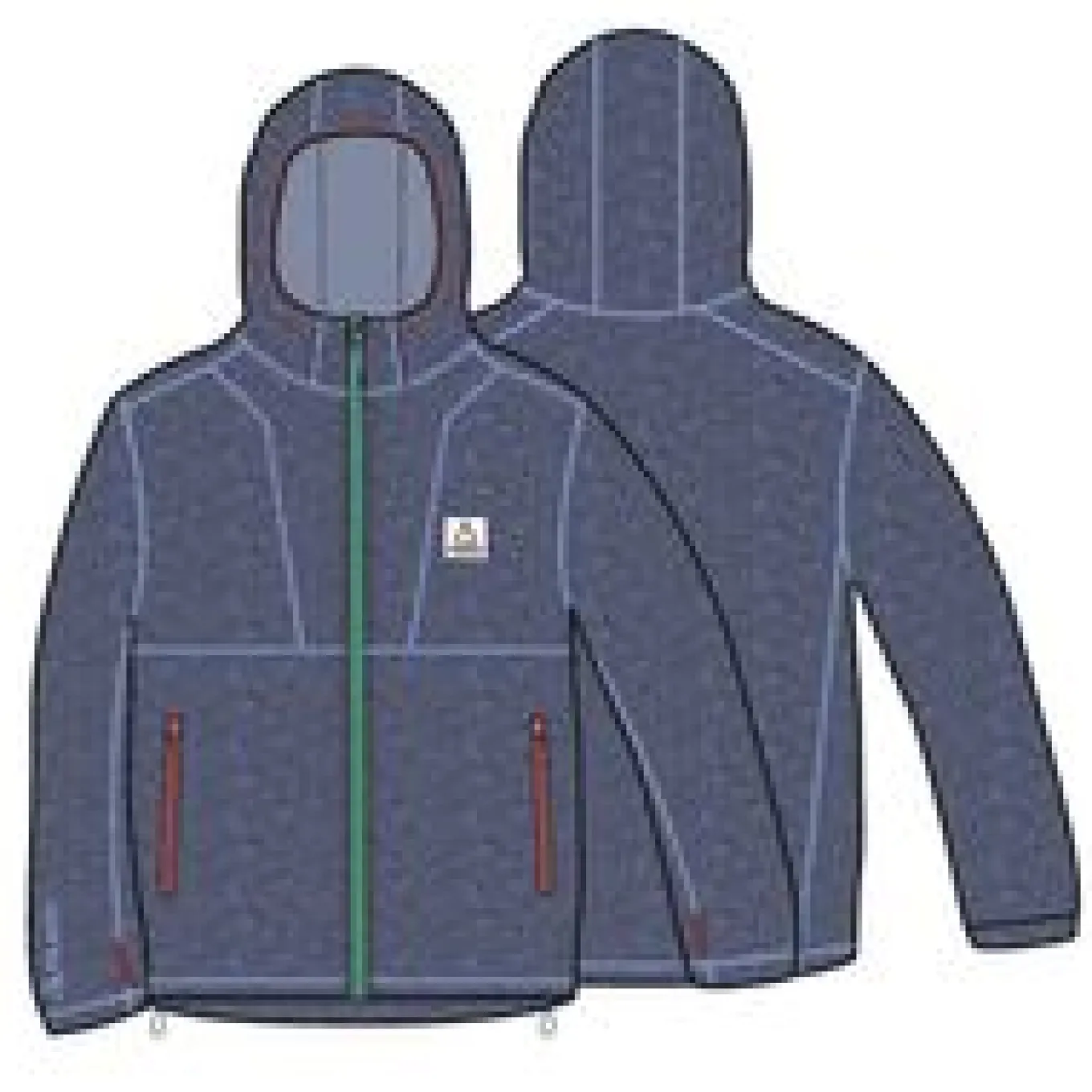 Crest Polartec® Fleece-Kapuzenpullover - Dunkel Meliertes Denim