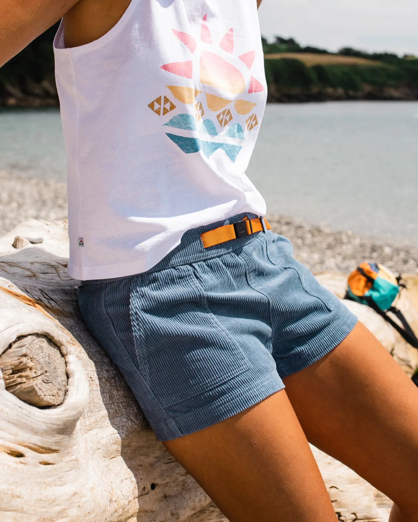 Del Sur Cord Short - Steinblau