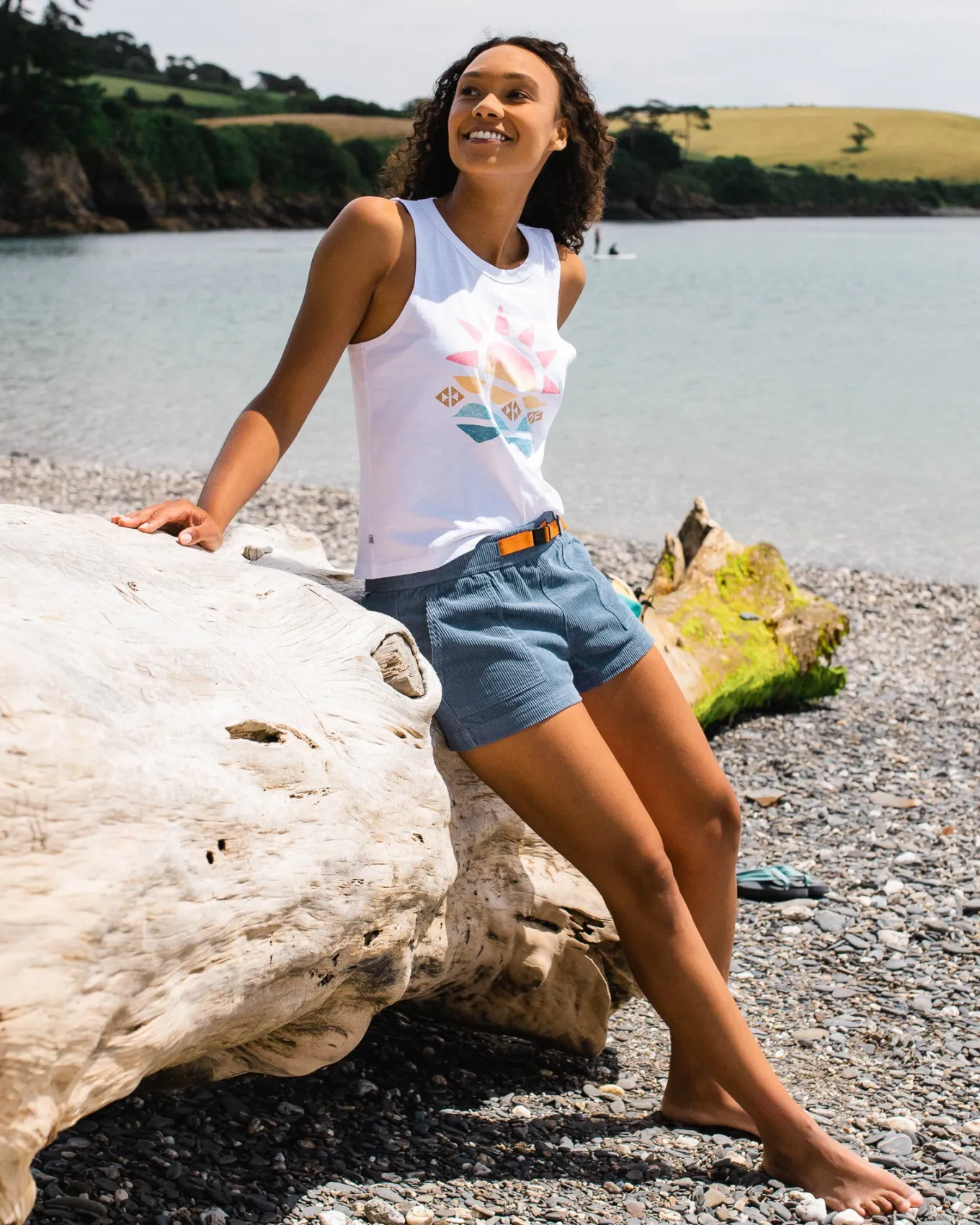 Del Sur Cord Short - Steinblau