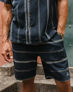 Drifter Bio-Baumwolle Jacquard Shorts - Tiefes Marine Jacquard Streifen