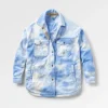 East Recyceltes Polar-Fleece-Hemd - Batik-Kornblume
