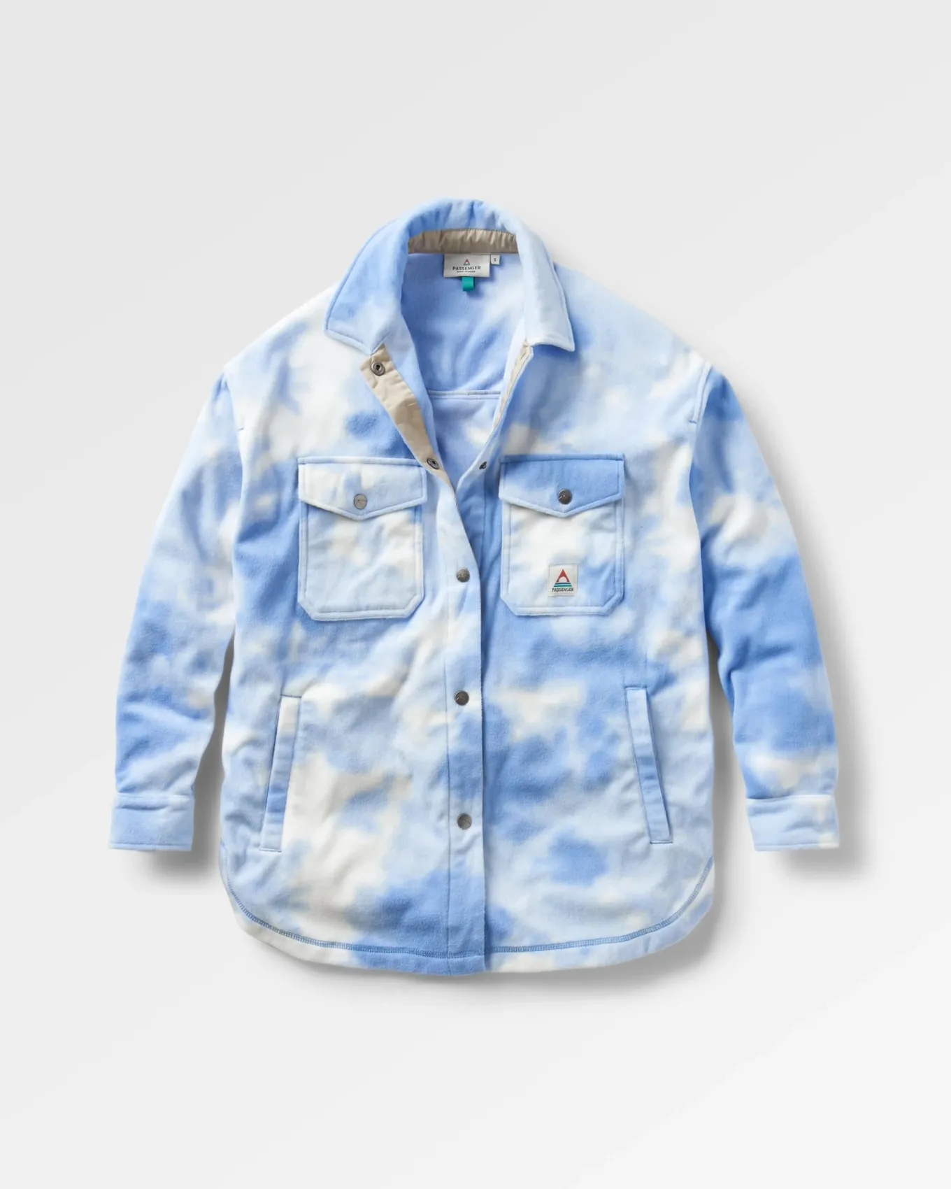 East Recyceltes Polar-Fleece-Hemd - Batik-Kornblume