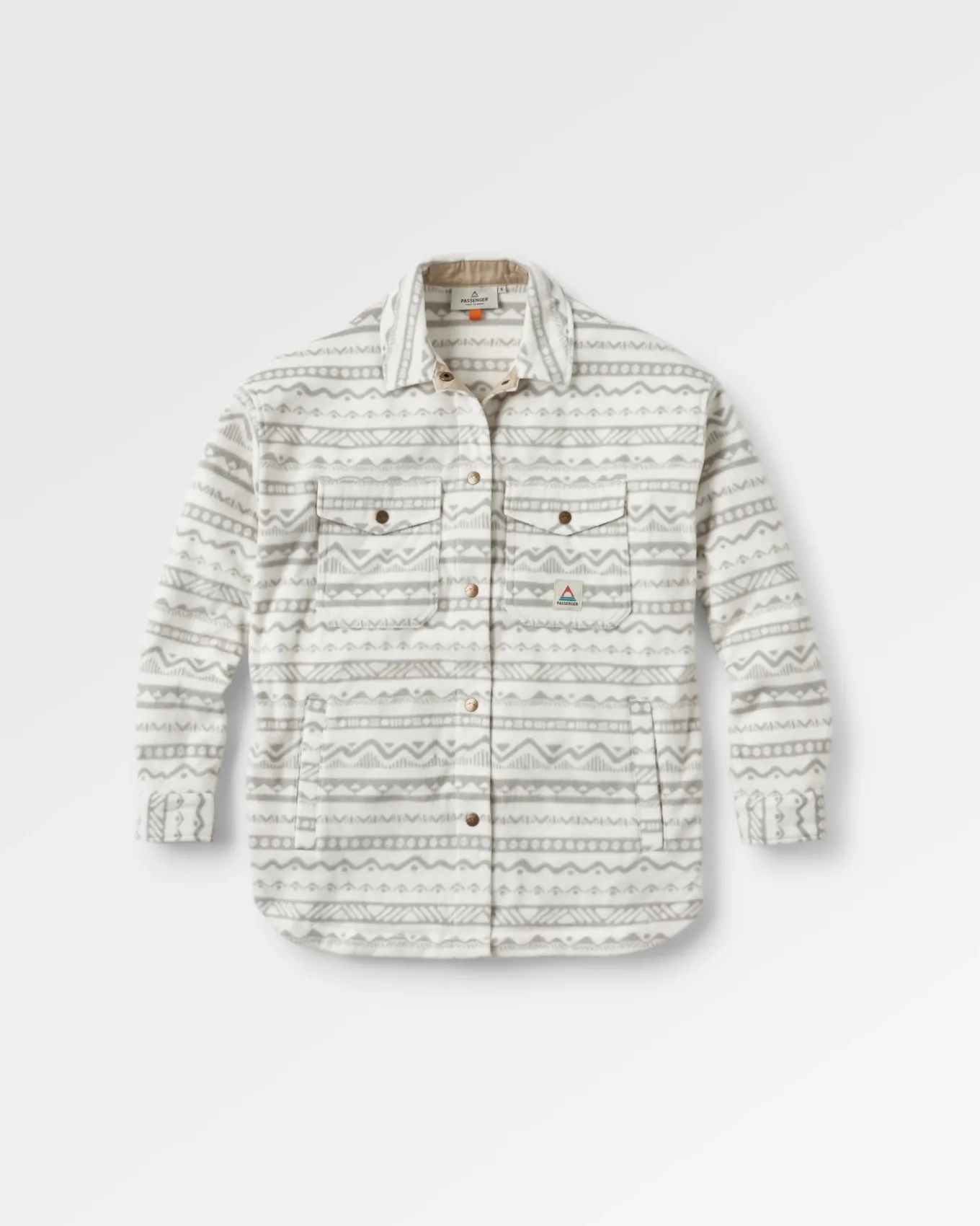 East Recyceltes Polar-Fleece-Hemd - Berg Geo Vintage Weiß