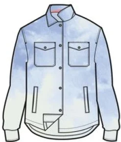 East Recyceltes Polar-Fleece-Hemd - Batik-Kornblume