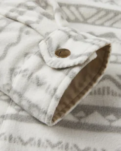 East Recyceltes Polar-Fleece-Hemd - Berg Geo Vintage Weiß