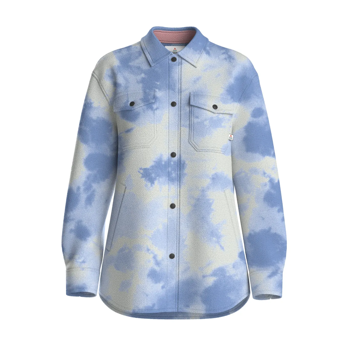 East Recyceltes Polar-Fleece-Hemd - Batik-Kornblume