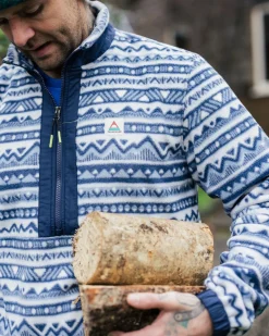 Ebb Recyceltes Polarfleece - Berg Geo Grau Blau