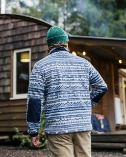 Ebb Recyceltes Polarfleece - Berg Geo Grau Blau