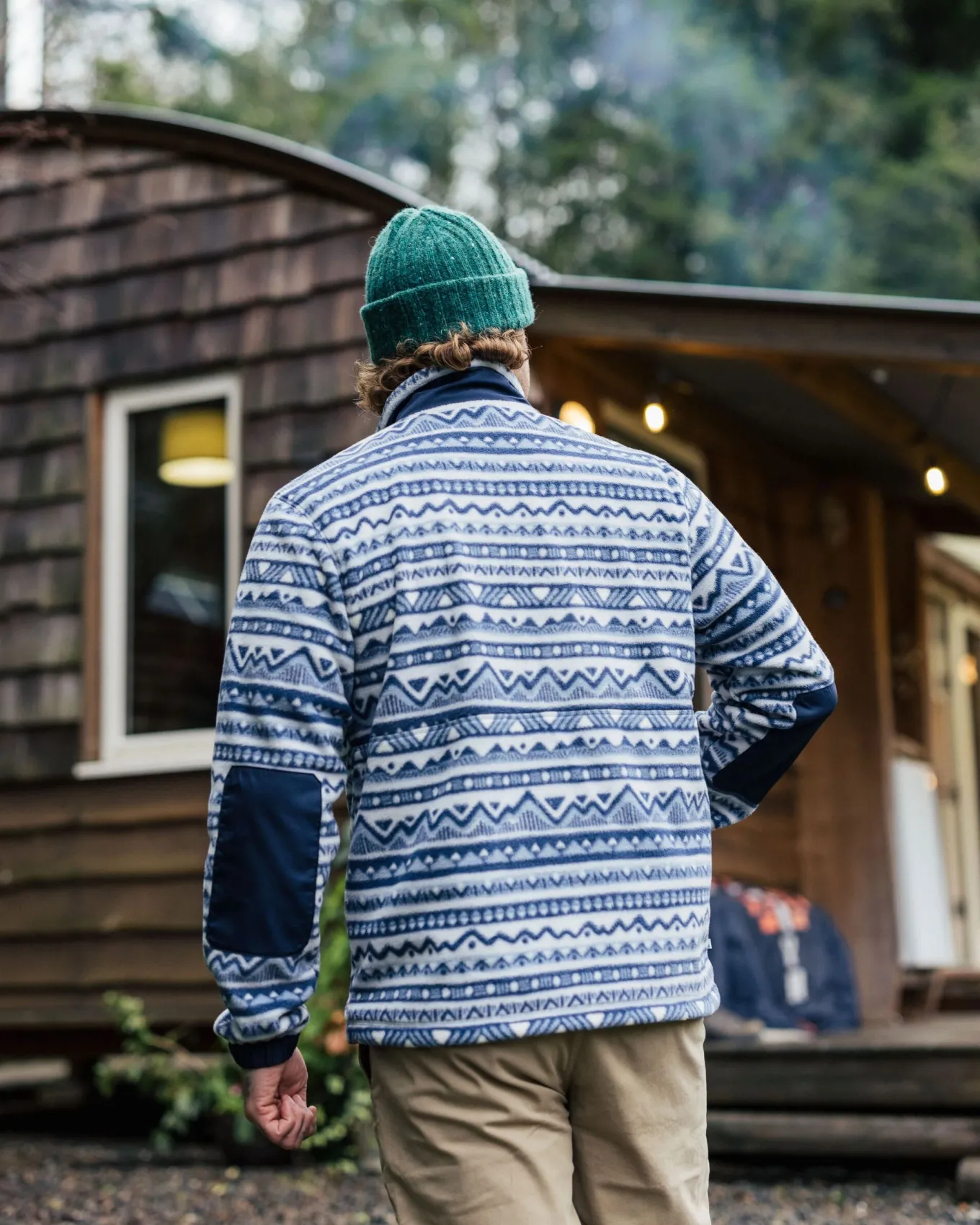 Ebb Recyceltes Polarfleece - Berg Geo Grau Blau