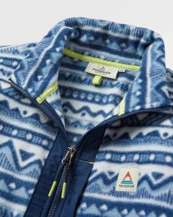 Ebb Recyceltes Polarfleece - Berg Geo Grau Blau