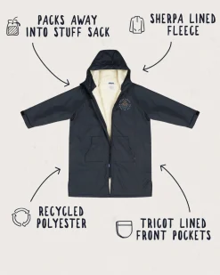 Escapism Recycelter Sherpa-gefütterter Surf Poncho - Schwarz