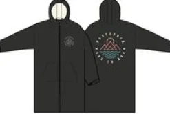 Escapism Recycelter Sherpa-gefütterter Surf Poncho - Schwarz
