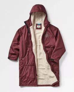 Escapism Recycelter Sherpa-gefütterter Surf Poncho - Windsor-Wein