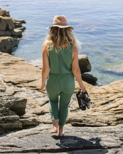Eva Recycelter Baumwolle Jumpsuit - Dunkles Efeu