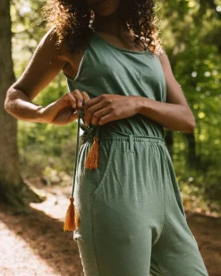 Eva Recycelter Baumwolle Jumpsuit - Dunkles Efeu
